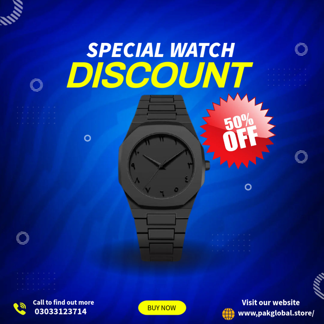 Original black arabic aura watch with fiber material