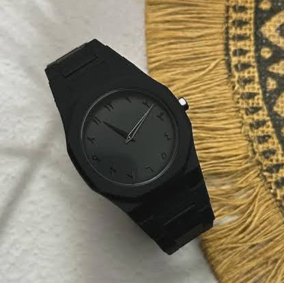 Original black arabic aura watch with fiber material